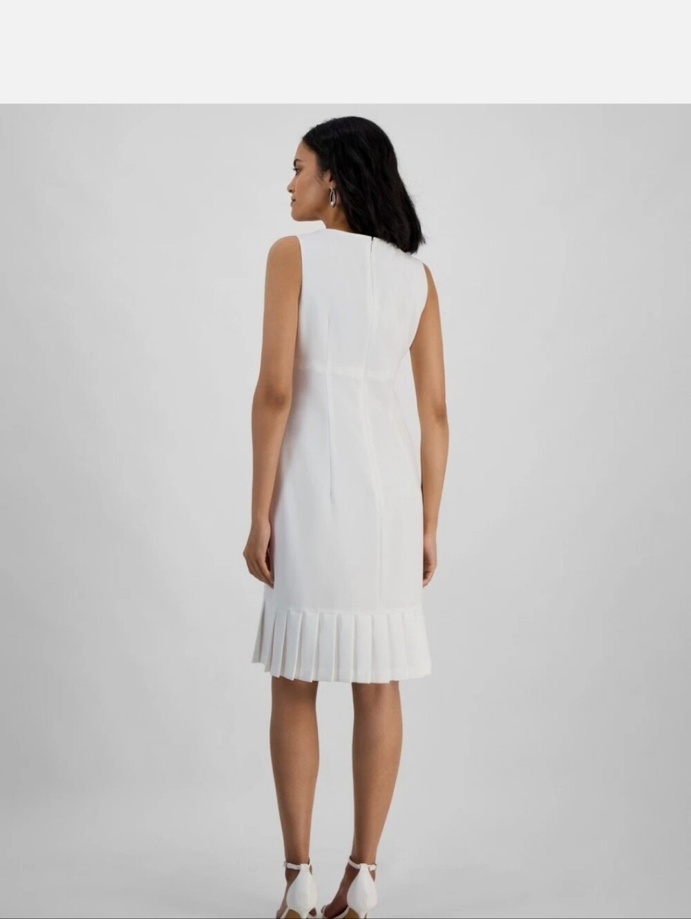 Kasper Womens Stretch-Crepe Polyester Pleated-Hem Sheath Dress - Picture 9 of 14